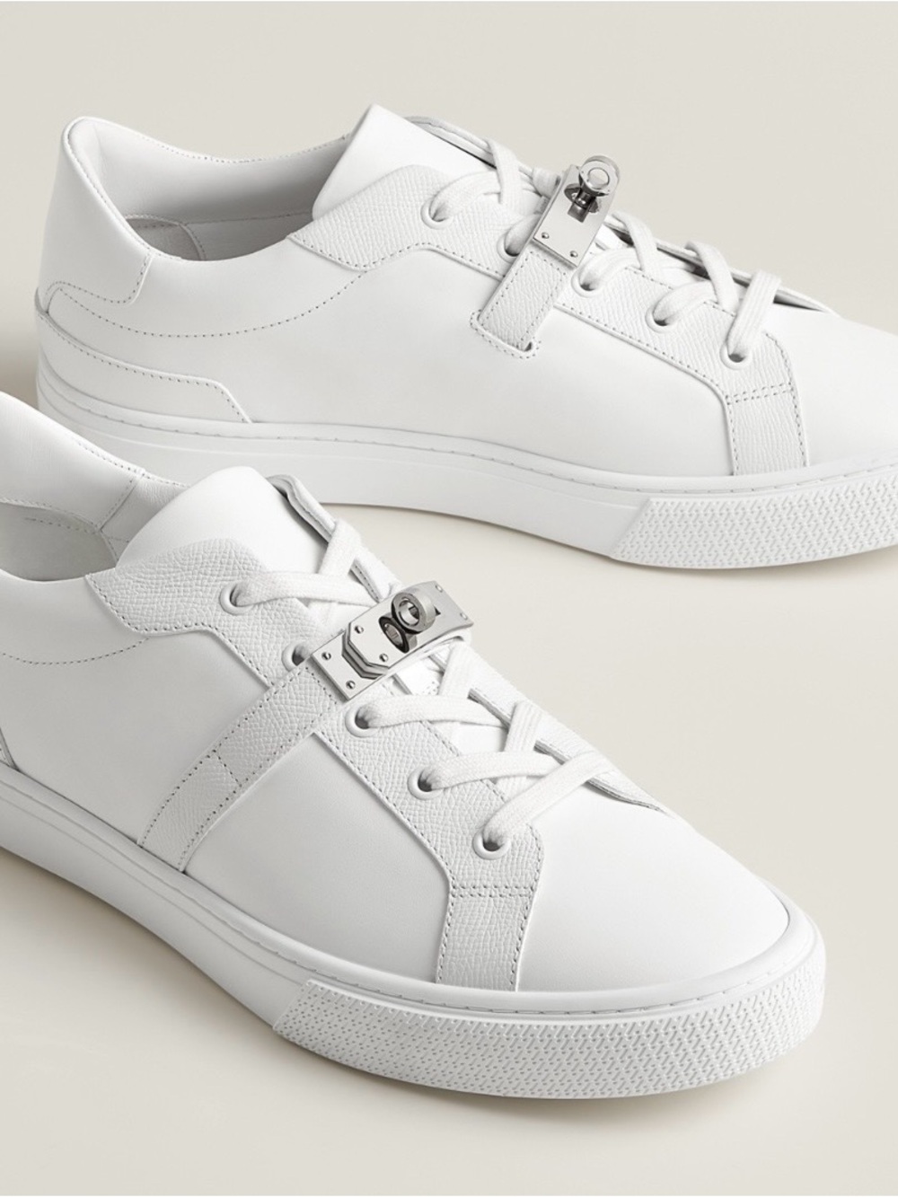 BRAND NEW! Hermes Day Sneaker. White perforated leather. Size: EU 39/US 8.5. - Picture 10 of 14
